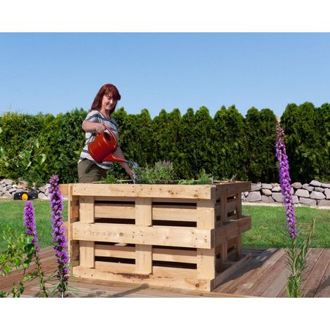 Palettenhochbeet geschlossen mit EPDM Folie, 135x135x80 cm
