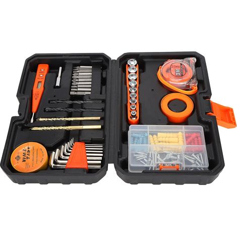 Kit d'outils à main, kit d'outils de réparation, boîte à outils de réparation en acier au chrome vanadium + plastique haute résistance pour la plupart des tâches de réparation de réparation à domicile (1/5)