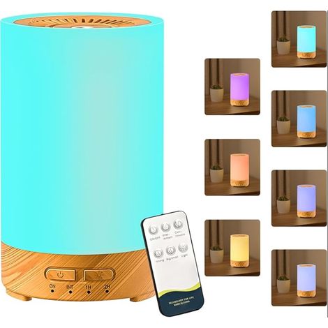 Diffuseur d'Huiles Essentielles, Ultrasonique Humidificateur Aromathérapie Electrique avec Télécommande, 7-Couleurs Changeantes, Minuterie et Arrêt Automatique pour Chambre Salon (1/5)