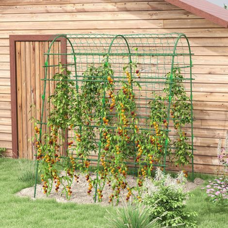 Treillis, tuteur pour plantes grimpantes, espalier réglable, support pour plantes avec filet, cadre pour plantes de jardin ou de balcon, en acier vert, 144 x 167 x 206 cm (1/5)