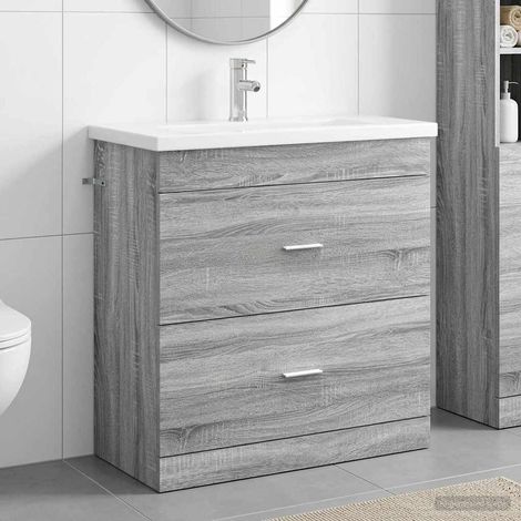 vidaXL Badezimmermöbel-Set Grau Sonoma 81 x 40 x 84,5 cm Holzwerkstoff (1/5)