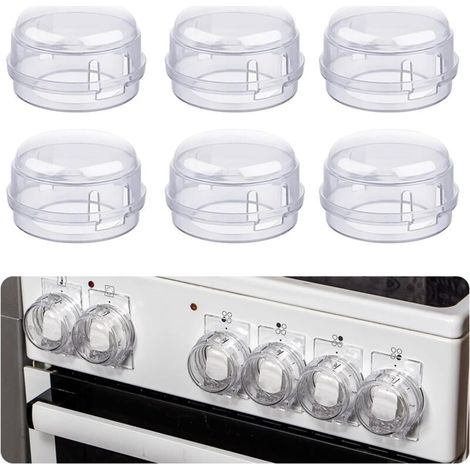 6 Pièces Couvre Sécurité Pour Cuisinière,Boutons Protection Cuisinière, Couvre Bouton De Cuisinière, Protections Du Bouton Poêle Pour Protection Serrures Bébé Cuisine Sécurité (Blanc) (1/5)