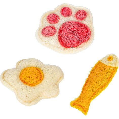 3Pcs Loofah Chat à macher Jouets - Naturel Nettoyage des dents - pour Intérieur Chats à machering et Griffering (1/5)