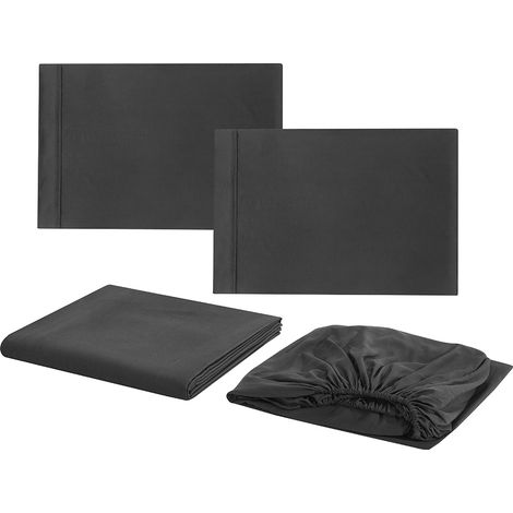 Draps De Lit - Ensemble 4 Pièces - Taille Full - Poche Profonde - Microfibre - Gris Foncé (1/5)