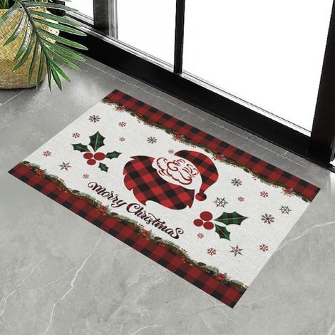 Paillasson Joyeux Noël, paillasson d'entrée intérieur et extérieur pour l'hiver, paillasson de bienvenue, paillasson de porche décoratif pour Noël, 4,40 x 60 cm (1/3)
