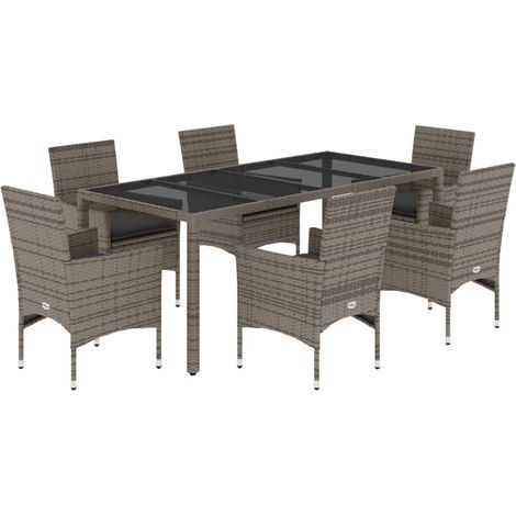 Maison Exclusive - Set comedor jardín 7 pzas y cojines ratán sint (1/5)
