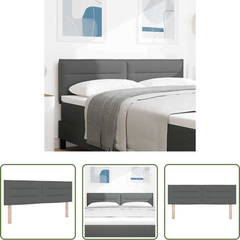vidaXL Tête de lit en bois - Tête de lit Gris foncé 160 cm tissu (1/5)