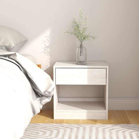 Table de chevet-Table de nuit Blanc 40x31x40 cm Bois de pin massif 761364 (1/5)