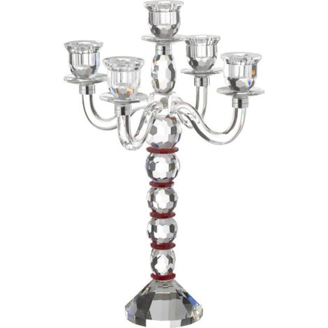 Chandelier 5 Branches "Annie" 49cm Transparent & Rouge (1/2)