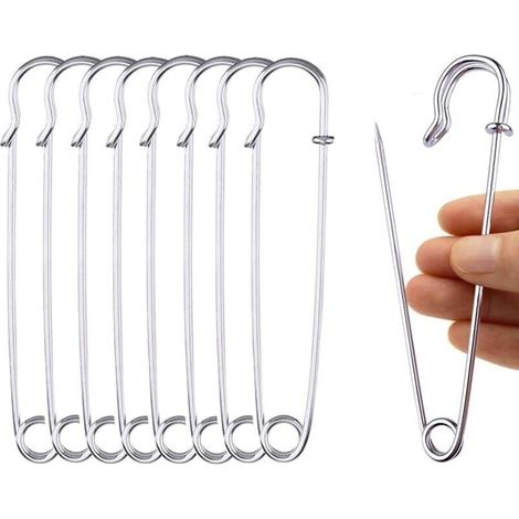 20 Pièces Épingles à Nourrice Grandes Epingles à Nourrice 10 cm, pour Couvertures, Jupes et Travaux Manuels （Argent） (1/4)