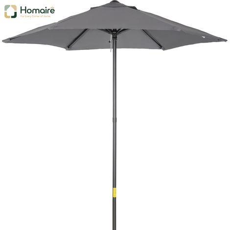 HOMAIRE Sonnenschirm Ø196 cm, Drehbar mit Knickfunktion, sechseckig, windfest stabil für Strand Balkon Garten, Dunkelgrau