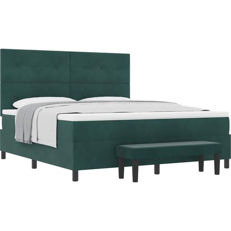 Maison Exclusive - Lit à ressorts avec tête de lit Vert foncé 200 x 180 cm Velours (1/5)