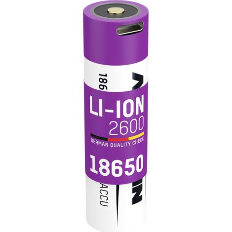 ANSMANN 18650 Li-Ion Akku 3.6V, Typ 2600, 2500mAh USB C Port & Safetyboard (1/5)