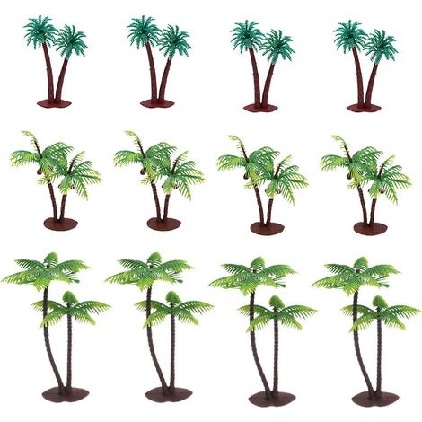 Lot de 12 modèles réalistes de cocotiers miniatures, décoration de micropaysage (1/5)