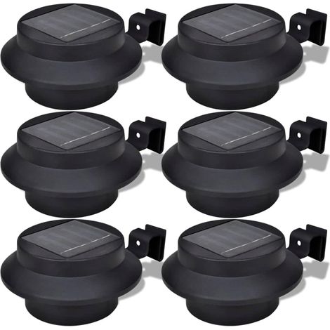 Lot de 6 lampes solaires LED 3 couleurs pour clôture, gouttière et jardin, finition noire (1/5)