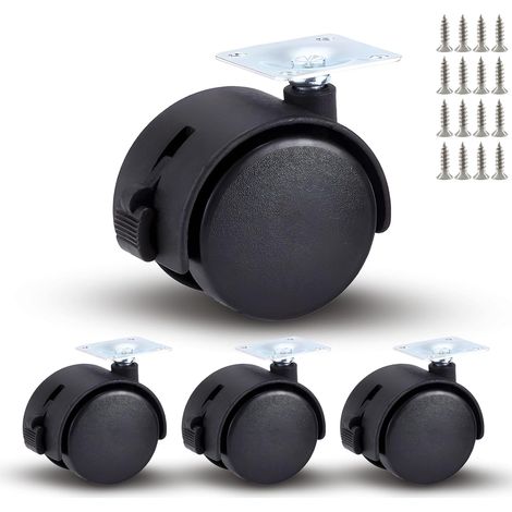 Rueda giratoria para muebles con freno, rueda giratoria de alta resistencia, juego de 4 (1") (1/5)
