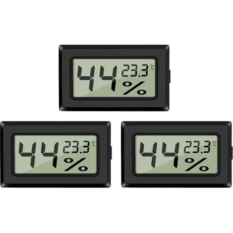 Thermomètre de Mesure d'humidité numérique de température LCD, 3 Mini-thermomètre numérique, hygromètre et jauge d'humidité pour Serre/Voiture/Maison/Bureau (Noir) (1/5)
