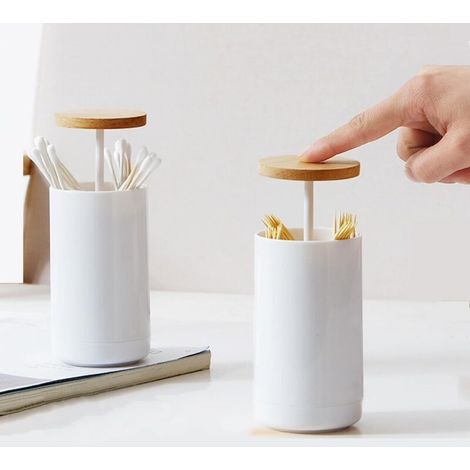 Boîte de rangement pour cotons-tiges - Avec couvercle - Pour toilettes, coiffeuse, chambre à coucher, bureau (1/4)