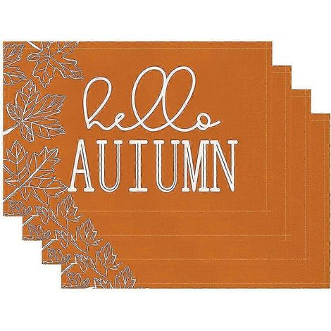 Sets de table d'automne 12" x 18" - Ensemble de 4 avec des motifs de citrouilles pour une ambiance rustique et festive. (1/4)
