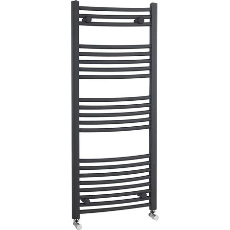 Hudson Reed – Sèche-serviettes eau chaude anthracite 115 cm x 50 cm – Acier durable – Puissance 620W – Design moderne avec lignes incurvées (1/3)