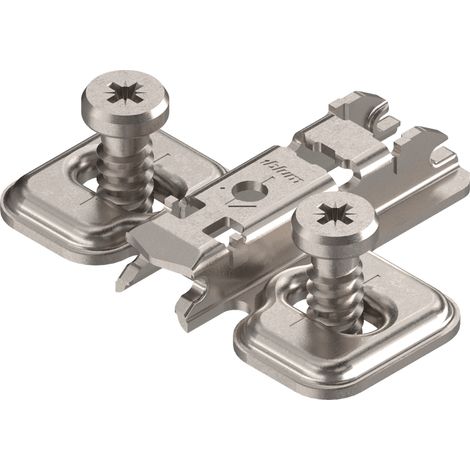 BLUM CLIP Kreuzmontageplatte Langloch Stahl, Systemschrauben 28/32, Distanz 0 mm