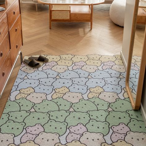 Ours en peluche coloré [Position verticale] 4060cm Boucle en soie Tapis de sol miniature à boucles, résistant, antitache et anti-usure, idéal pour enlever la boue et la saleté de l'entrée. Personnali (1/5)