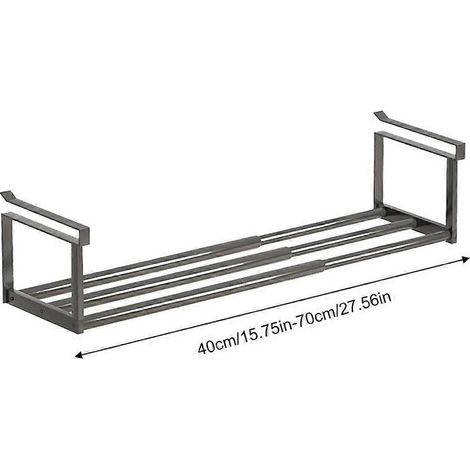 Étagère à chaussures télescopique en métal réglable, idéale pour les entrées, les dortoirs et les garages - espace de rangement extensible, noire. (1/5)