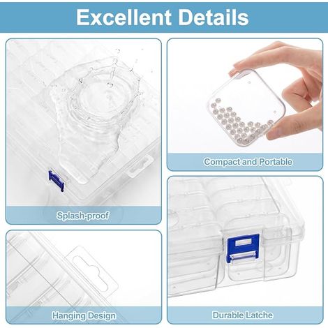 Boîte de rangement pour perles organiseurs et étuis en plastique mini boîtes transparentes avec couvercle à charnière pour accessoires de (1/4)