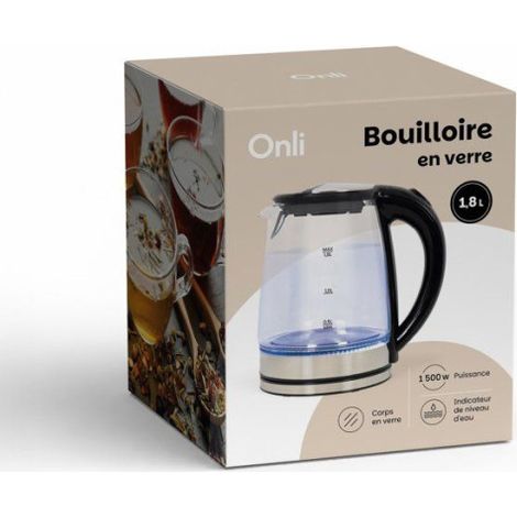 Bouilloire en verre - ONLI - ON1015N - 1,8 L - 1500 W - Filtre anticalcaire (1/5)