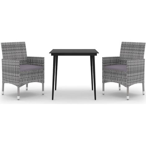 Maison Exclusive - 3-tlg. Garten-Essgruppe mit Auflagen Poly Ratt