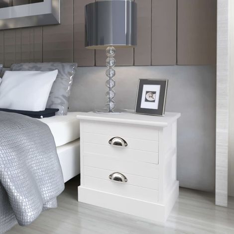 Mesa de noche blanca de estilo francés (1/5)