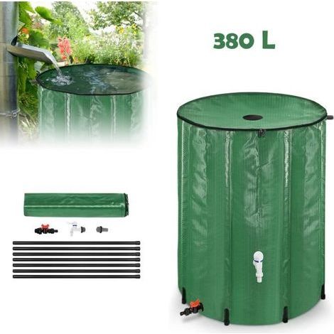 Réservoir Récupérateur d'eau de pluie pliable Collecteur d'eau de pluie avec robinet, crépine, Vanne de vidange, etc. - 380 L (1/4)