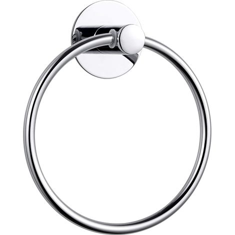 Anneau porte-serviette adhésif pour salle de bain, anneau porte-serviette solide, acier inoxydable, chrome-2 pièces (1/5)