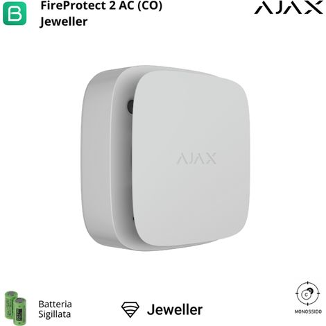 AJAX - 60826 - Ajax FireProtect 2 AC (CO) (8EU) ASP , Rivelatore antincendio di monossido di carbonio wireless alimentato dalla rete elettrica