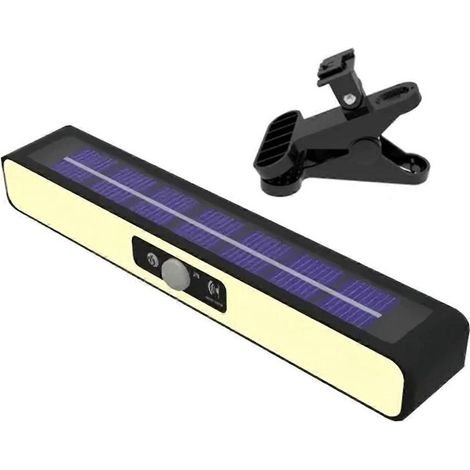 Lampe solaire de clôture, lampe extérieure étanche à détecteur de mouvement avec pince, lampe de sécurité portable à énergie solaire pour jardin et cour B (1/5)