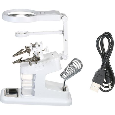 Loupe de soudage multifonctionnelle 3X/4.5X/25X, lumière LED, Port USB de bureau, support de soudage, outil de réparation (1/5)