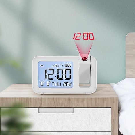 1 Rveil Numrique,  Rveil  Projecteur Rveil Digital Rveil Projection Rveil Lcd De 3,8 ", 4 Luminosit, 9 Min Snooze, 2 Sons Dalarme, Pour Chambre, B (1/5)