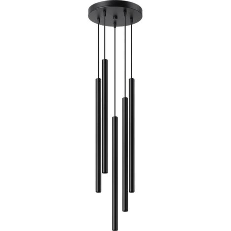 Lámpara colgante Vacu negro, 5 luces (1/5)