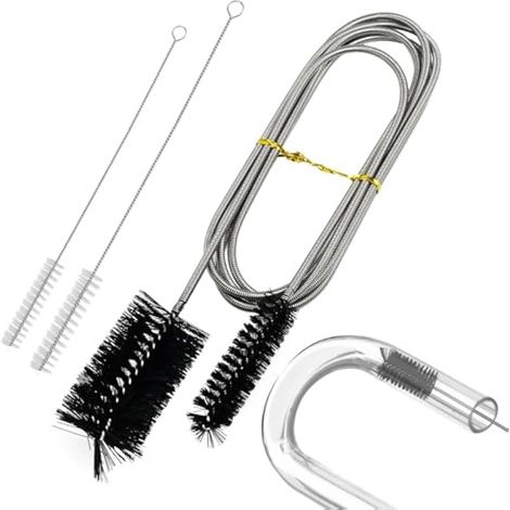 Brosse flexible à double tête en acier inoxydable de 155 cm pour le nettoyage des trous de drainage, brosse à ressort pour réfrigérateur, avec 2 goupilles à bouteilles, brosse de vidange pour la (1/4)