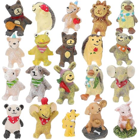 Accessoires en résine, figurines miniatures d'animaux, décorations pour la maison, plantes en pot, couleurs variées, 3,00 x 3,00 x 3,00 cm, fabrication réaliste, 20 pièces. (1/5)