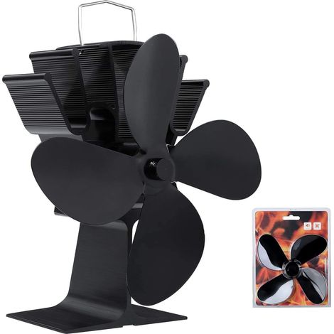 Ventilateur Poêle à 4 Pales. Alimenté par la Chaleur. Fonctionnement Silencieux. Écologique et Efficace. Pour Poêle à Bois/Cheminée (1/5)