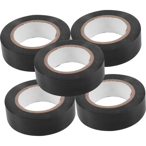 STOBAZA Cinta Aislante Negra de Pvc, 5 Rollos, Longitud (1/5)