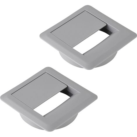 2 Stück CAVO Kabeldurchlässe (70 x 70 mm, Höhe 18,3 mm, 60 mm Durchmesser, grau)