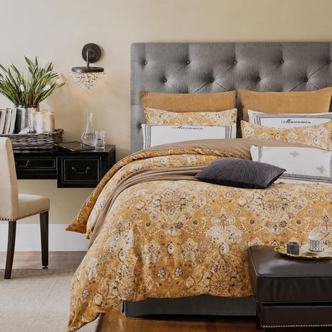 Parure de lit avec Housse de Couette et 2 taies d'oreiller Motif Floral Vintage Style bohème pour très Grand lit (1/5)