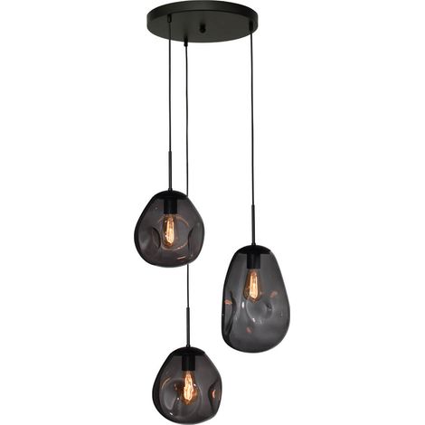 Lampe suspendue Lava 3x verre à fumée - 2762-05-35-3-05-011