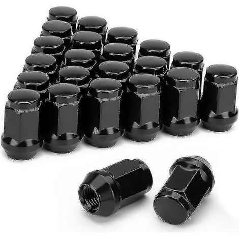 24 écrous de roue 12x1,5 à extrémité fermée et à profil conique, compatibles avec Land Cruiser 2007-2022 et Sequoia 2001-2007 (noir, f74). (1/5)