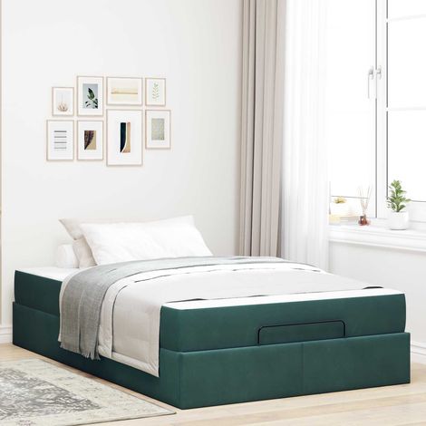 Bettgestell mit Matratze 2 pcs Grün Samt