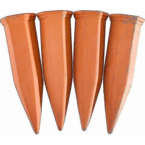 Cônes d'arrosage en argile, lot de 4, pics d'arrosage en terre cuite pour plantes d'intérieur en pot (1/5)