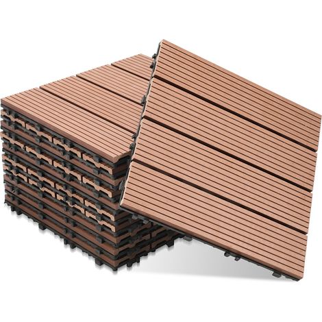 TolleTour Baldosas de patio, baldosas de madera entrelazadas, baldosas de suelo de 30 x 30 cm para jardín y patio, 11 piezas