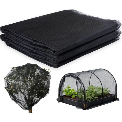 Moustiquaire d'extérieur, filet de protection contre les insectes, maille fine pour jardin, barrière anti-oiseaux, protection des plantes, filet de jardin (3 x 4 m, noir) (1/5)